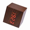 6x6x6cm Wooden Electronic Digital Alarm Desk Clock Temperature LED Display