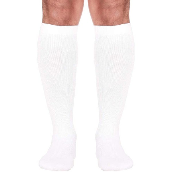 Made in The USA - Medical Compression Socks for Men, Firm Graduated Support Socks 20-30mmHg - Closed Toe - 1 Pair - Absolute Support, SKU: A104WH3 (White, Large) – Helps with Poor Circulation, Edema
