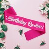 FSJJLLU ‘Birthday Queen' Birthday Sash Hot Pink with Glitter Silver