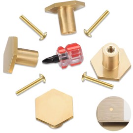 Voyzdx 4 Pcs Pomos Manijas De Cajón Para Gabinete,Pomo Tirador Para Cajón De Mueble de Hexágono,Pomos y Tiradores para Armarios,para Aparador Cajones Cocina Puertas, con Destornillador