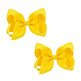 2 Pcs Yellow Bow Hair Clip,Cute Bows Yellow Hair Accessories,Fashonable Delicate Reusable Hair Bows Clip,with Metal Clip Bow Hair Clip,for Toddler Teens Girls