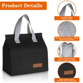 FANTESI Insulated Lunch Bag with 3 Cutlery Set Heat Cold Preservation