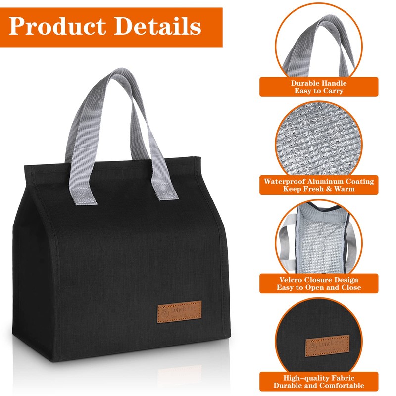 FANTESI Insulated Lunch Bag with 3 Cutlery Set Heat Cold