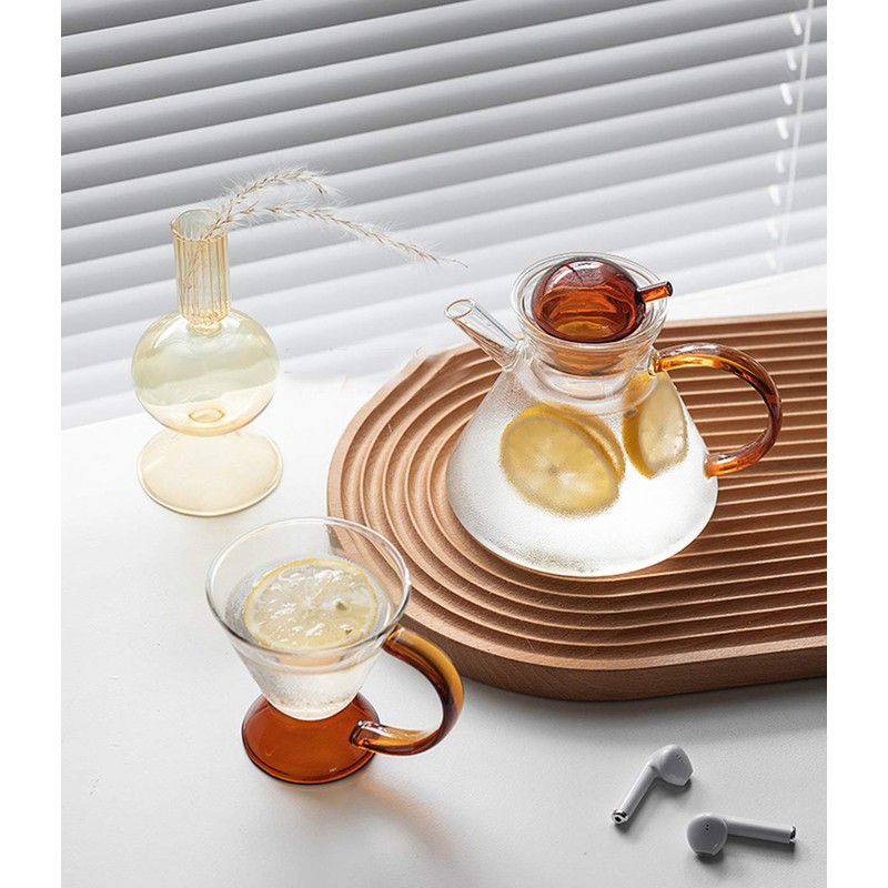 IwaiLoft IL-GS03 Handmade Heat Resistant Glass Tea Pot with Tea