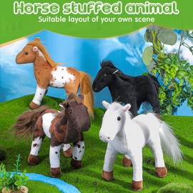 Skylety 4 Piezas de Animales de Peluche Suaves de 8 Pulgadas, Lindo Caballo de Peluche Blanco Surtido de Animales de Peluche marrón, Regalos de Fiesta, Suministros de decoración