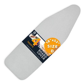 SAVUK Ironing Board Cover and Pad Standard Size Silicone Coated 4 Layers 18"x53" inch Extra Heavy Duty Thick Padding, Heat Reflective, Non Stick Scorch and Stain Resistant (Silver, 18" X 53")