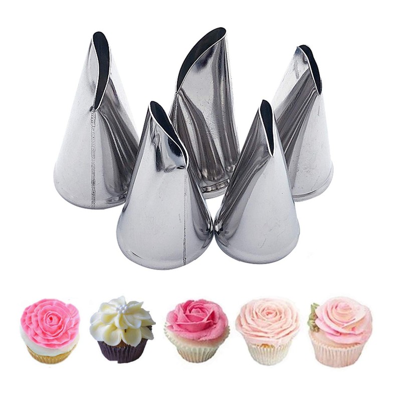 Markeny 5 Pcs Rose Piping Tips, 3Pcs Grass Cream Tips