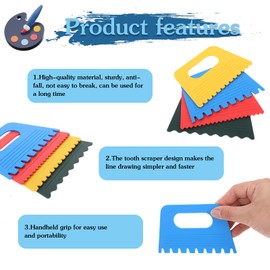 Andibro 4Pcs Texture Tools for Plaster Art Paint Scrapers Kit for Arts and Crafts DIY Graffiti Oil Painting and Drawing Play for Texture Art on Canvas Putty Scraper for Art