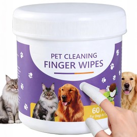 Toallitas de Limpieza de Dientes para Perros y Gatos, Toallitas Limpiadoras De Odos,60 Unidades, para Perros Y Gatos                                  