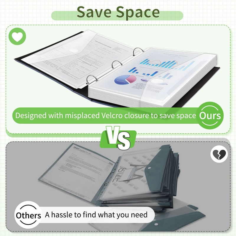 Sooez 30 Pack Binder Folders with Space-Saving Closure, Super Heavyweight