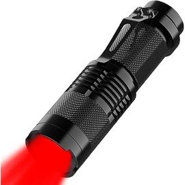 HYVCZP Red Light Flashlight Adjustable Focus LED Flashlight 4 Lighting Modes Super Bright Waterproof Pocket Size Lightweight Small Flashlight for Power Outage Emergency Camping Hiking