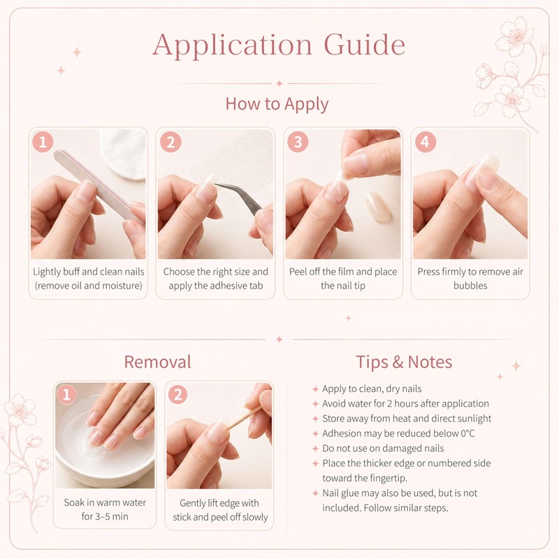 Sun&Beam Nails Handmade Nail Tips Short Round False Nails Plain