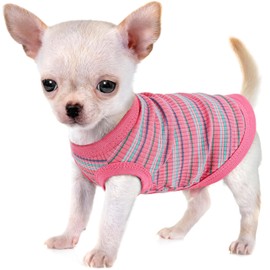Elevate Your Pet's Comfort and Fashion: Premium 100% Cotton Rib Dog Shirt Vest for Small Breeds Like Chihuahuas, Yorkies, and Puppies .Year-Round Style with Tank-Style Puppy Attire Pink Medium