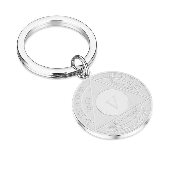 AA Yearly Medallion Keyring Sober Recovery Gift with Serenity Prayer (5 Year Keychain)