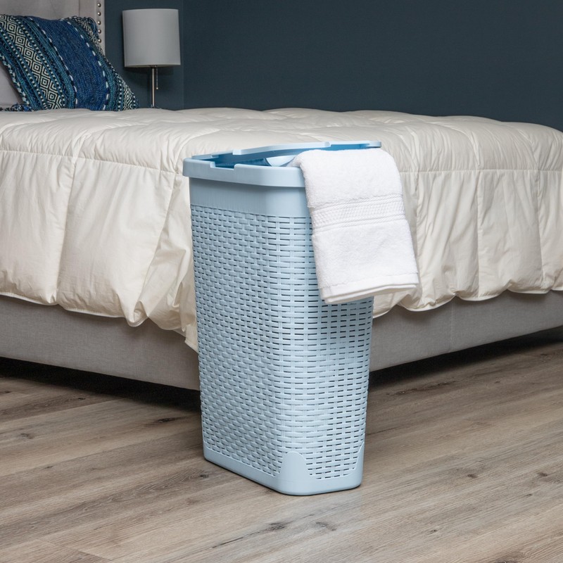 Mind Reader Slim Laundry Hamper with Lid, 40L Clothes Basket,