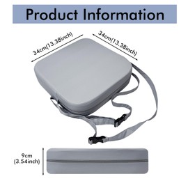 LEKEFETO SitzerhöHung Stuhl Kind für Esstisch, Zerlegbar Tragbare Kindersitzkissen PU-Leder, SitzerhöHung Sitzkissen Kinder mit Sicherheitsschnalle, KindersitzerhöHung für Esstisch (Hellgrau)