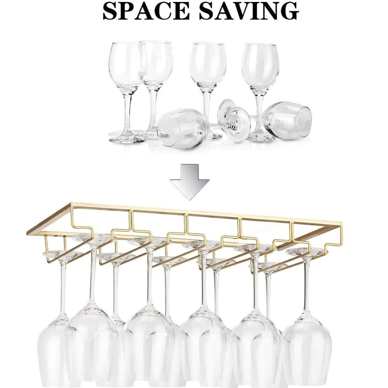 FOMANSH Wine Glass Rack - Under Cabinet Stemware Wine Glass