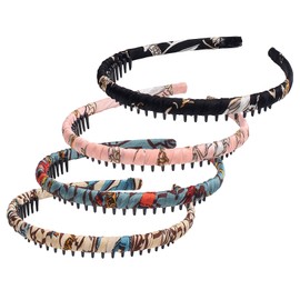 XUNQUCOM Fragmented Hair Hoops Full Package With Teeth - Wash Face Hair Accessories, Elegant Printed Design