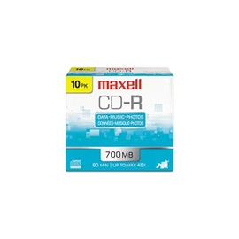Maxell 648200 CD-R Discs, 700MB/80min, 48x, Spindle, Silver, 100/Pack