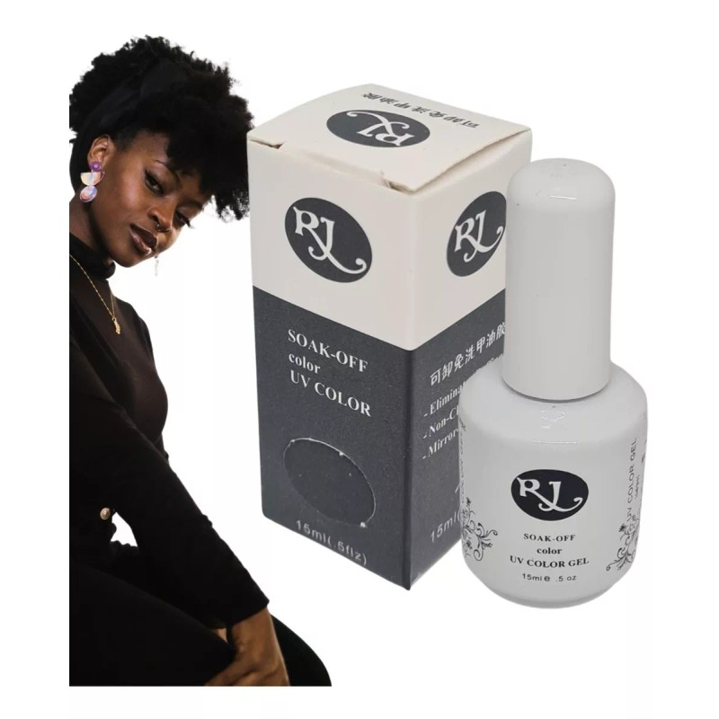 Rj Gel Semipermanente 3 Pasos Color Negro 15ml Uñas Acrilicas