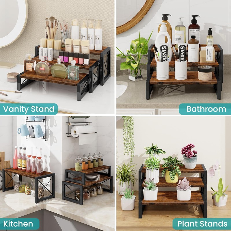 ELITEROO 3 Tier Cupcake Stand & Wood Display Risers, Dessert
