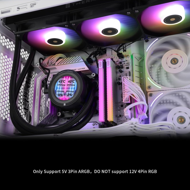 Thermalrlght CORE Vision 360 Black ARGB CPU Water Cooler,3 PWM