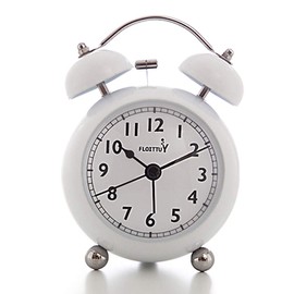 FLOITTUY {Loud Alarm Clock for Deep Sleepers} 3.5'' Twin Bell Alarm Clock with Backlight for Bedroom,No-Ticking,Cute(White)