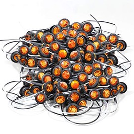 MADCATZ Pack of 200 3/4 Inch Small Round Amber LED 3 Diodes Clearance Sealed Side Marker Indicator Lights Trailer Turn Signal Lamps Flush Mount for Truck Lorry RV Bus Caravan Pickup Waterproof 12V DC