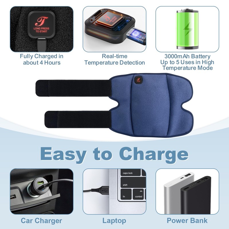 Telepepe Heated Knee Brace, Cordless Knee Heating Pad for Arthritis,