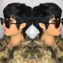 VCK Short Human Hair Wigs for Black Women Short Layered Pixie Cut Wigs for Women Brazilian Remy Human Hair Glueless Full Machine Made Daily Use