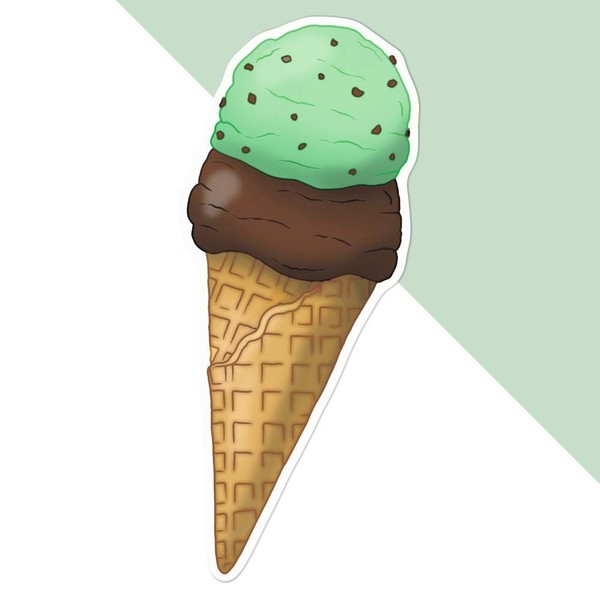 Large 210mm 'Double Scoop Ice Cream Cone' Permanent Sticker Decal
