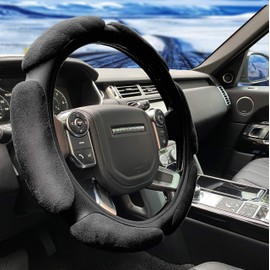 TrexNYC Steering Wheel Cover, Memory Foam SWC and Steering Wheel Protector, Universal-Fit, Non-slip Design, Black