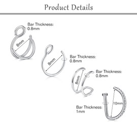 VFUN Fake Nose Rings Fake Eyebrow Piercing Fake Lip Labret Studs Stick On Fake Nose Stud Fake Facial Piercing Face Jewelry Non Piercing Fake Skin Piercing