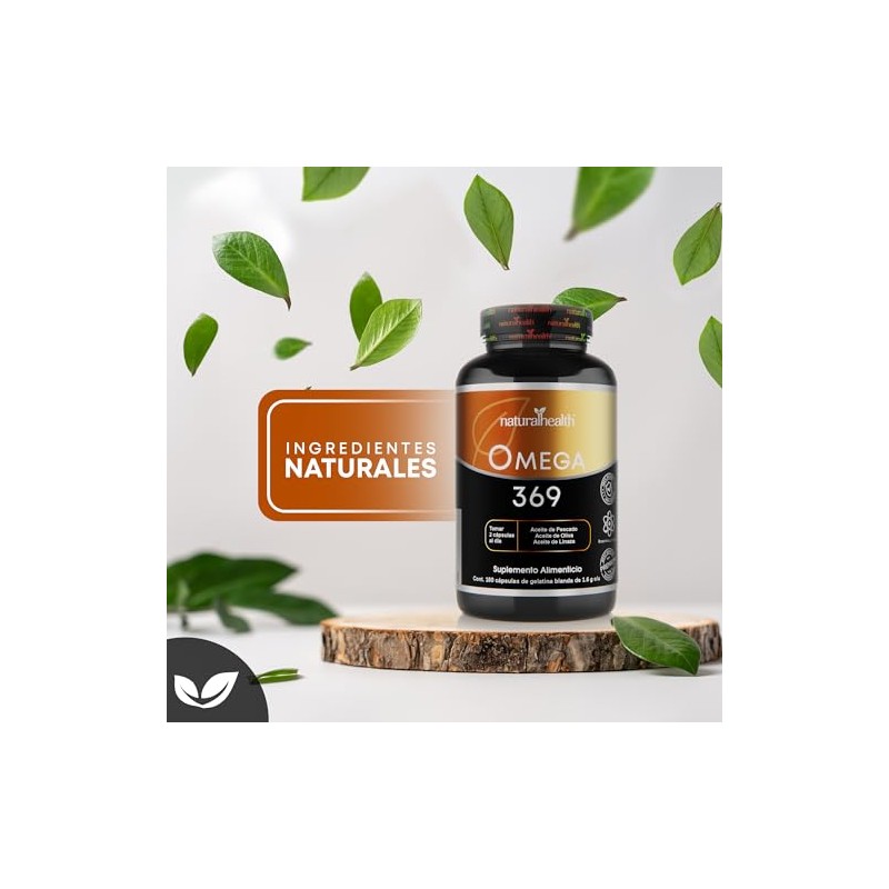Natural Health. Omega 369. Frasco con 180 Cápsulas de 1.6