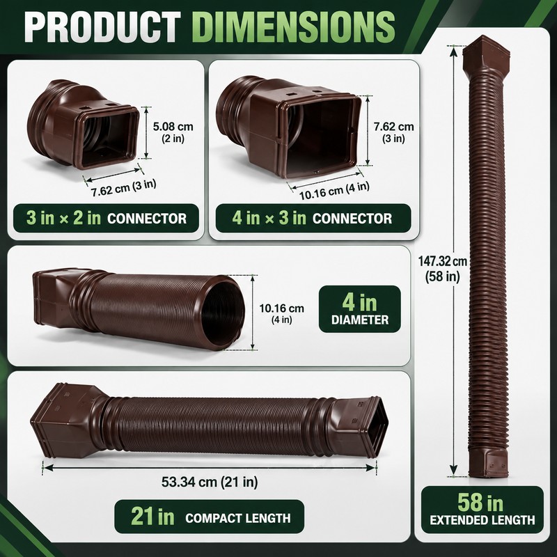 2-Pack Adjustable Downspout Extensions to Help Prevent Water Pooling Around