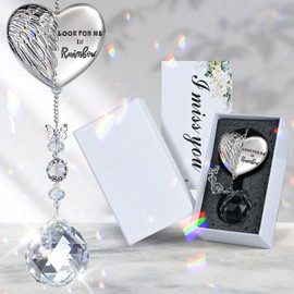 LSPDIU Sympathy Gift,Condolence Gifts for Loss of Loved One - 40mm Crystal Suncatcher and Heart,Unique Ornament Memorial Gifts for Bereavement,Funeral Favors,Daily Remembrance