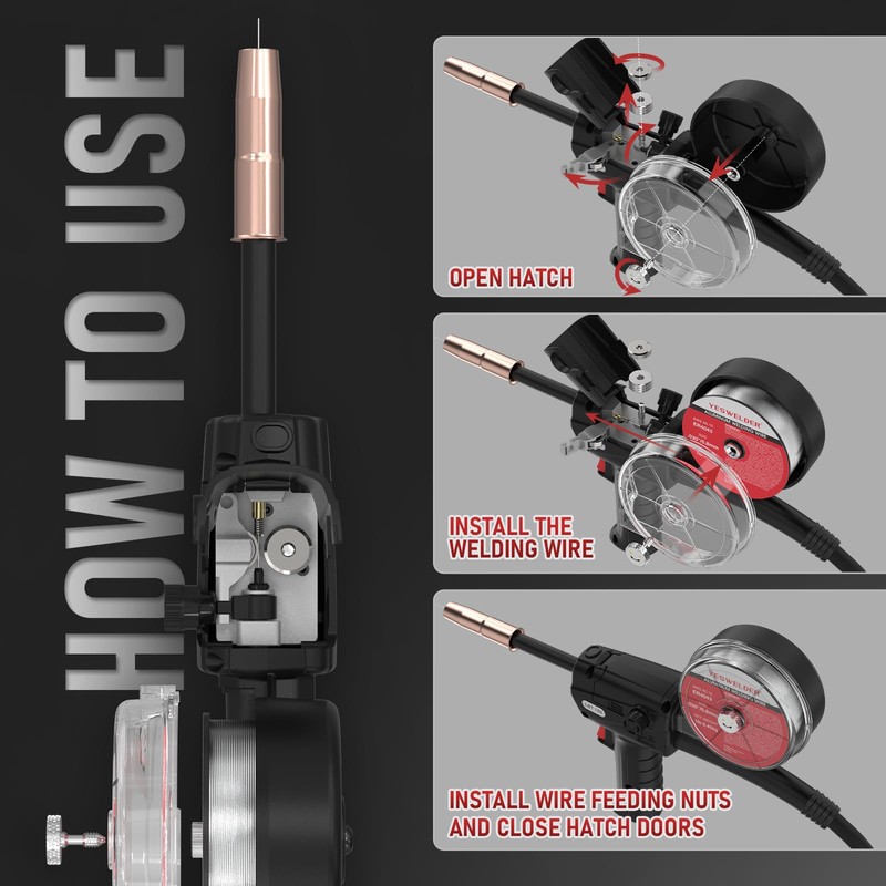 YESWELDER Spool Gun, 150A 10 FT Cable, Euro Connection Fits