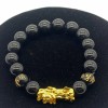Unbranded 2pcs Feng shui Luck Black Bead Bracelet Golden Pi