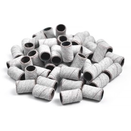 siyuwuro 100Pcs Large Sanding Bands for Nail Drill Bit Nail Art Polishing Belt Professional Scrub Ring for Removal Gel Acrylic Nail Polishing Natural Nails Manicures Pedicure Tool, 150# White