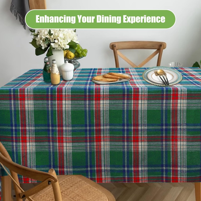 Incisite Gingham Tablecloth, 140cm x 140cm Cotton Linen Table Cloth,