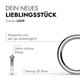 TIABELLE Hoop Earrings Loop Made of Titanium – Earrings for Women – Allergy-Free & Skin-Friendly – Handmade in Germany (16 mm Diameter and 18 mm Diameter), Titanium