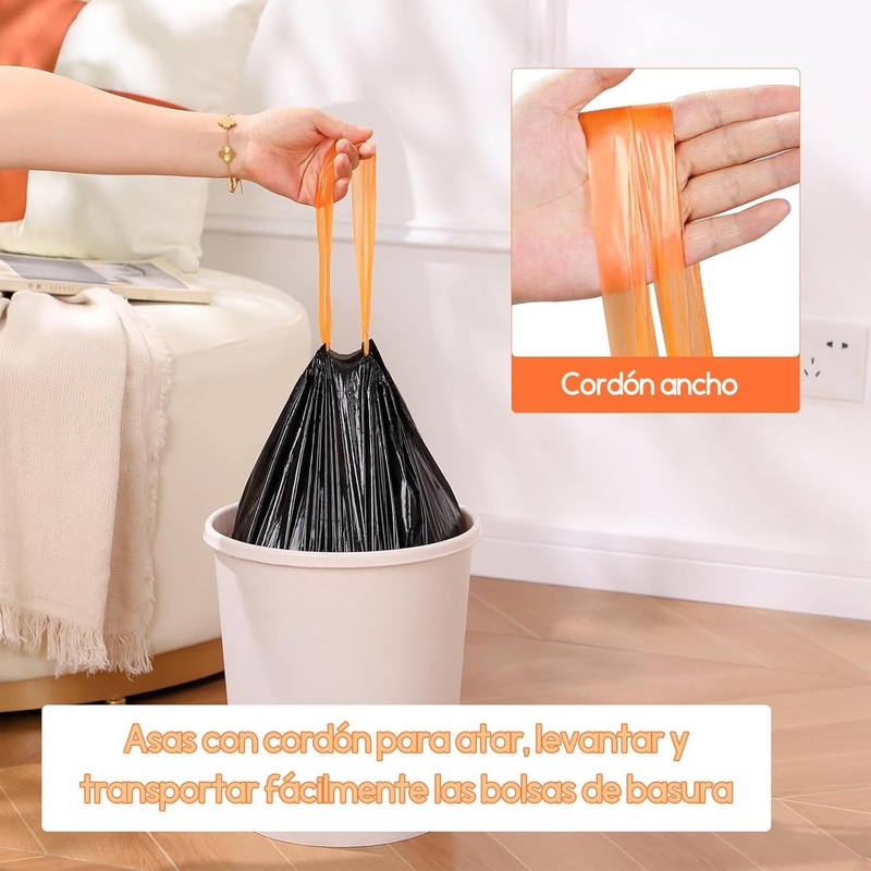 JOYBOS 5 Rolls Drawstring Bin Liners