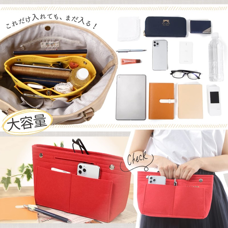 VILAU Women’s Bag-in-Bag, Reinforced Bottom, Recommended by Professional Organizers, Tote