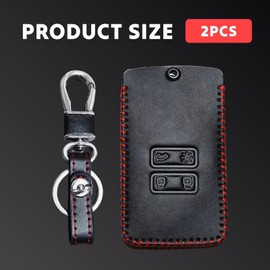 Leder Auto Smart Key Protector Case, Koleos, Kadjar, Arkana, Megane und Dacia Duster 3 zubehör, Sandero - Smart Key Schutz Case, Auto Schlüsselanhänger Cover, Schwarz mit Roter Linie