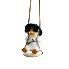 Swing Duck Car Hanging Ornament Cute Swinging Duck Car Pendant Swing Duck Car Truck Decoration Rearview Mirror (Style C)