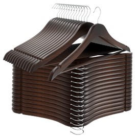 Utopia Home Premium Wooden Hangers 30 Pack - Durable & Slim Coat Hanger - Suit Hanger with 360-Degree Rotatable Hook - Wood Hangers with Shoulder Grooves (Brown Color)