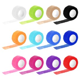 BOHUIZ 12 Rollen Selbstklebender Verband, 2,5cmx4,5m Selbsthaftende Bandage Elastische Verband Selbstklebend für Stretch Sportler Handgelenk Fingern(Bunt)