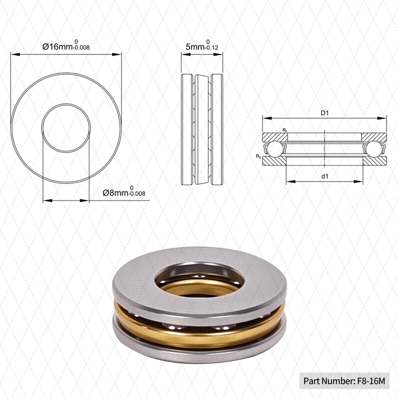 10pcs F8-16M Thrust Ball Bearings, Miniature Plane Axial Ball Bearing