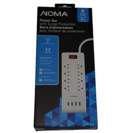 Power bar with Surge Protection, 8 Outlets, 4 USB Port