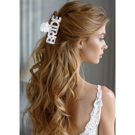 Glorig Bridal Hair Clips For Women Chic Wedding Hair Accessories Large Bridemaid Claw Clips For Thick Hairs Letter Bride Hairclaws Trendy Wedding Gifts